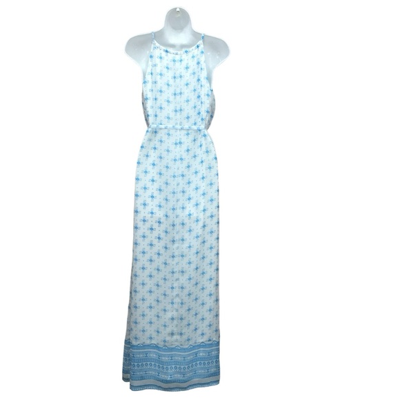NWT Old Navy Geometric Print White Blue Long Maxi Dress - Women’s XS - Picture 9 of 14